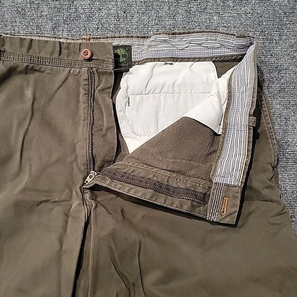 Timberland Pants Mens 42 x 30 Olive 100% Cotton Straight Leg Relaxed Fit